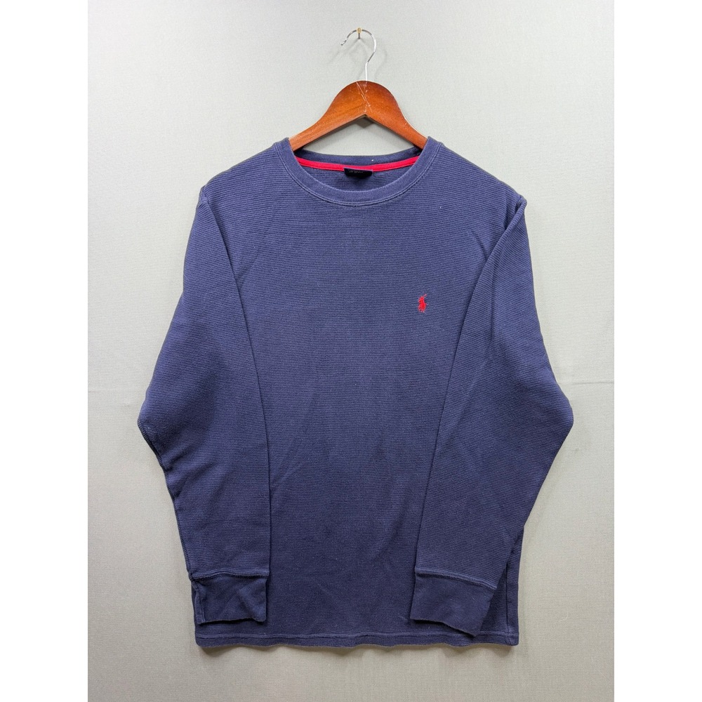 Polo Ralph‎ Lauren Sleepwear Shirt Mens Navy Blue Waffle Knit Thermal Large